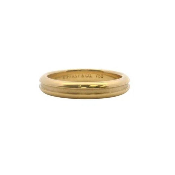 Vintage Tiffany & Co Solid 18kt Yellow Gold Single Grooved Atlas Ring Size 6 - Picture 3 of 4